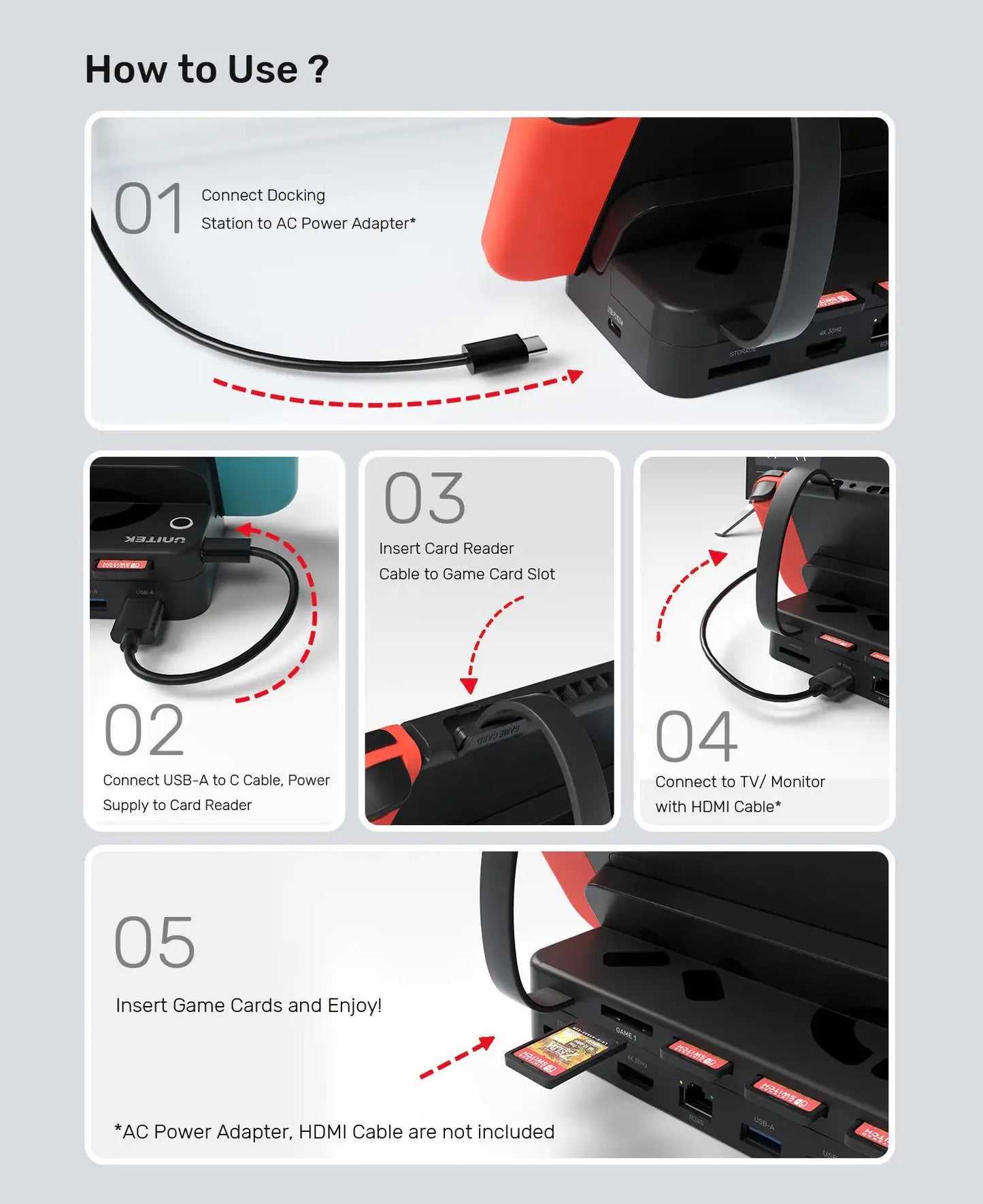 Unitek Switch Dock with Wireless Remote & HDMI RJ45