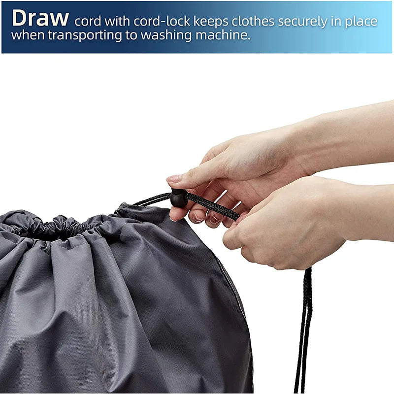 Dirty Clothes Bag - Nylon Laundry Organizer with Drawstring