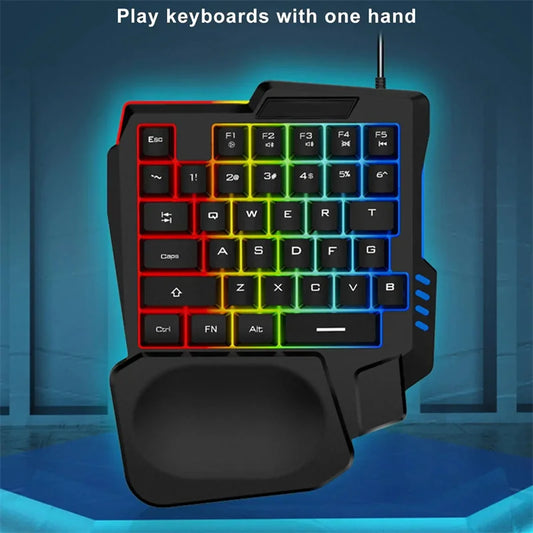 One-Handed Gaming Keyboard - 35Key Ergonomic RGB USB