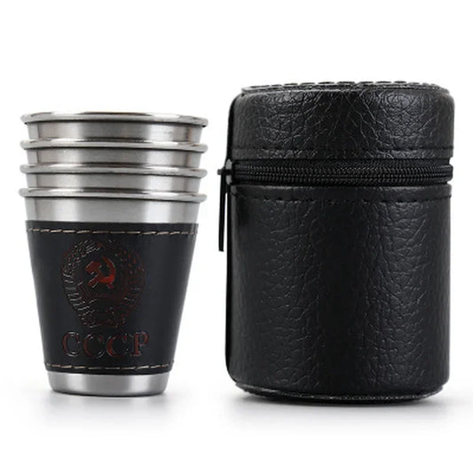 Insulated Whiskey Mugs & Cup Set, Travel Picnic Supplies,4PCS"