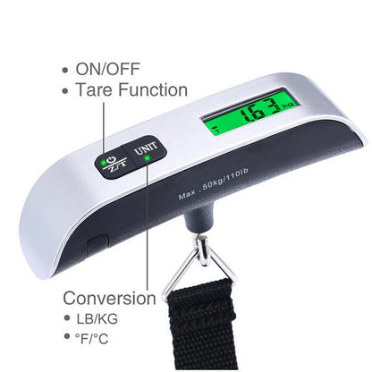 Digital Luggage Scale - 110lb/50kg Portable Travel Weight Tool