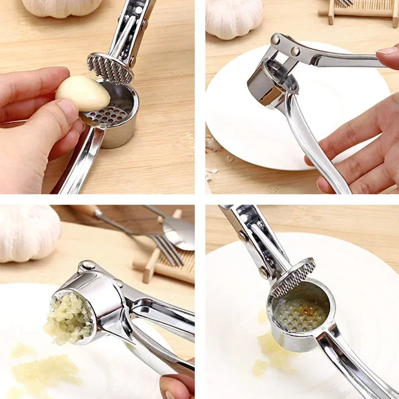 Kitchen Garlic Crusher - Stainless Steel Squeezer & Grinder