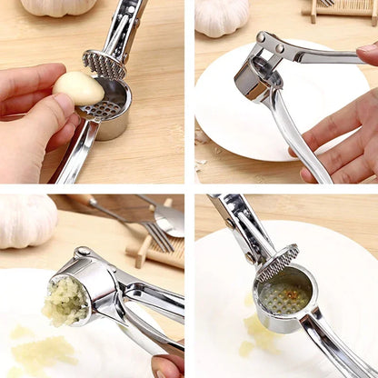 Kitchen Garlic Crusher - Stainless Steel Squeezer & Grinder