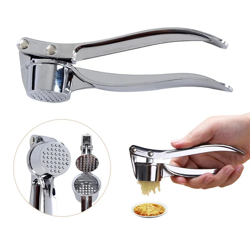 Kitchen Garlic Crusher - Stainless Steel Squeezer & Grinder