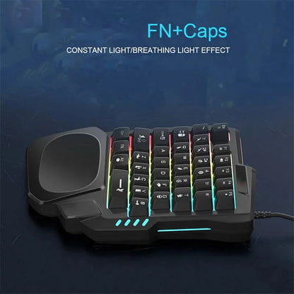 One-Handed Gaming Keyboard - 35Key Ergonomic RGB USB