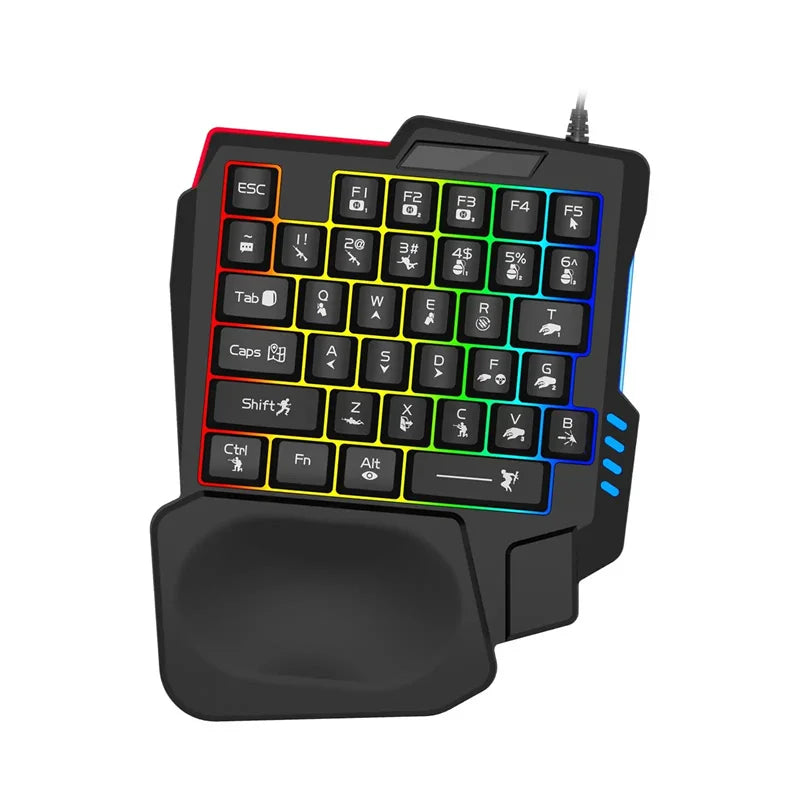 One-Handed Gaming Keyboard - 35Key Ergonomic RGB USB