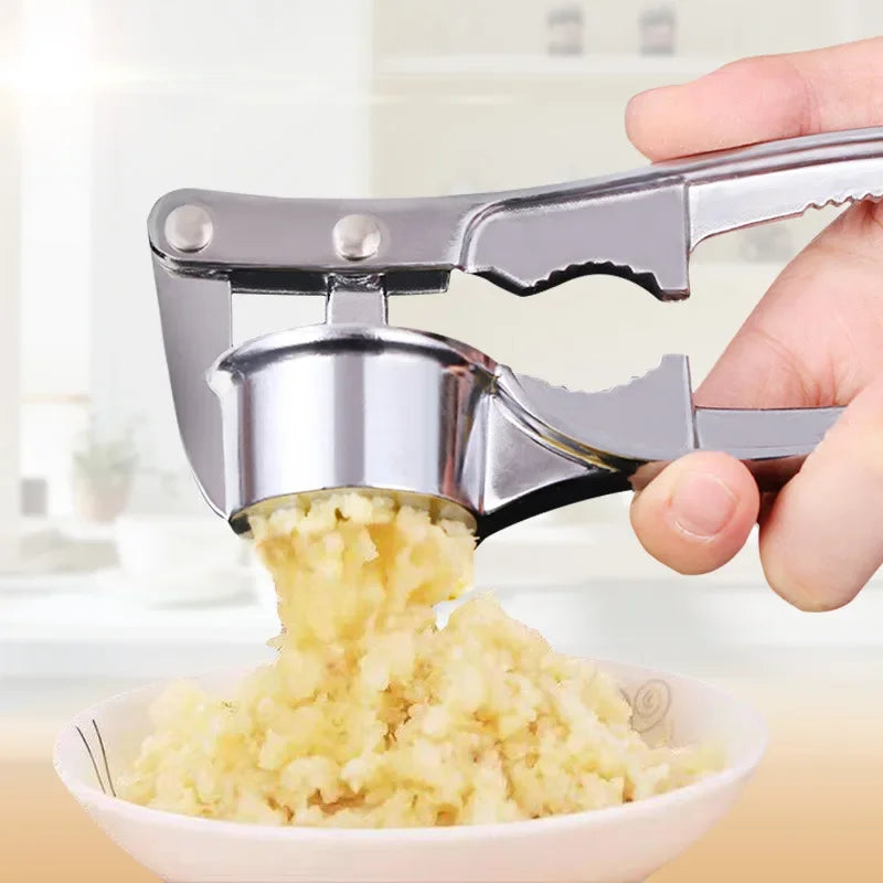 Kitchen Garlic Crusher - Stainless Steel Squeezer & Grinder