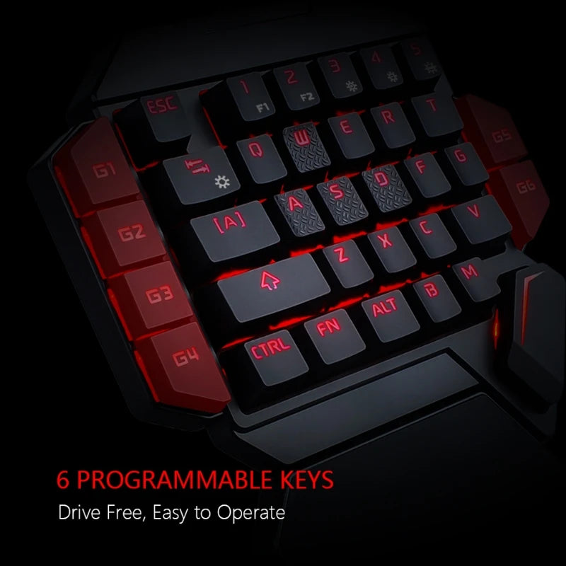 One-Handed Gaming Keyboard - 35Key Ergonomic RGB USB